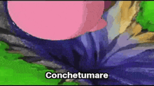 a pink balloon is coming out of a hole in the ground and says `` conchetumare '' .