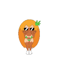 a cartoon drawing of a girl in a green bikini