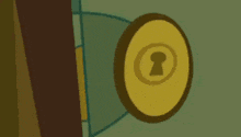 a cartoon illustration of a door with a keyhole in it .