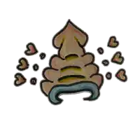 a drawing of a pile of poop with hearts surrounding it