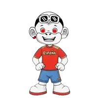 a cartoon character wearing sunglasses and a red shirt that says espana