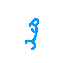 a drawing of a blue stick figure with a circle in the middle