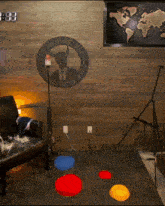 a room with a sign on the wall that says the sun of ban coffee shop