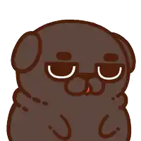 a cartoon drawing of a pug dog with glasses and a red tongue