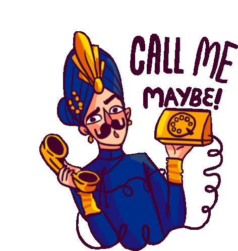 Jahangir Holds Up Phone With Caption 'Call Me Maybe' In English Sticker - Royal Affair Call Me Maybe Golden Phone Stickers