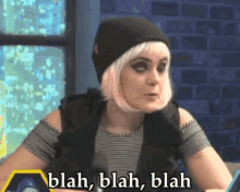 a woman says blah blah blah in a video