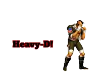 a video game character is standing next to a heavy-d logo