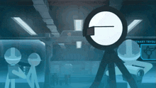 two stick figures are standing in front of a sign that says ' scenario tryout ' on it
