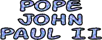 pope john paul ii is written in purple and black