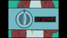 a cartoon of a timer that says 02 seconds on it