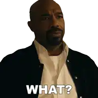 a bald man with a beard is asking what