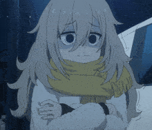 a drawing of a girl wearing a scarf and a sweater