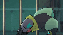 a cartoon character is behind bars with the words literally just above him