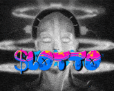 a black and white drawing of a robot with headphones and the word lotto