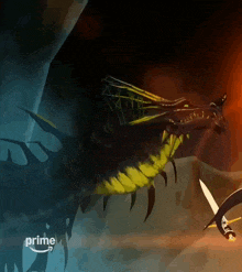 a painting of a dragon with the word prime on the bottom right