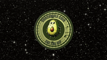 an avocado in a circle with the words guacamole.com eat me up