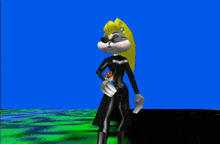 a cartoon character in a black suit is holding a smaller character