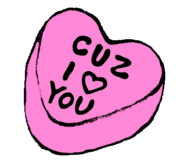 Cuz I Love You Pink Candy Sticker - Cuz I Love You Pink Candy Heart Candy Stickers