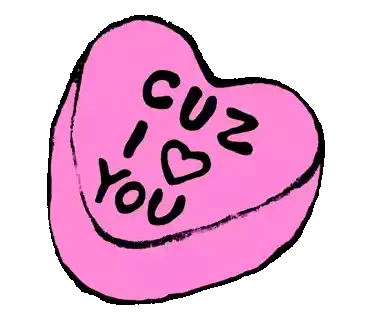 Cuz I Love You Pink Candy Sticker - Cuz I Love You Pink Candy Heart Candy Stickers