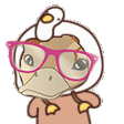 a cartoon duck wearing glasses and a hat with a duck on it 's head .