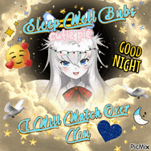 a picture of a girl says sleep well bubs cutiepie good night and i will watch over you