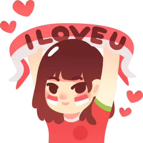Fan Holding Scarf With Embroidered "I Love You" In English Sticker - Banner Cheering Fan Girl Stickers