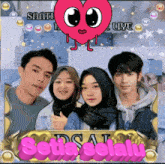 a group of people standing next to each other with a heart in the middle that says " saat " on it