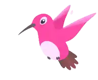 a pink hummingbird is flying in the air