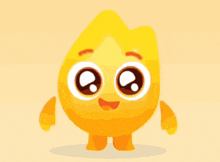 a yellow cartoon character with big eyes and a smile