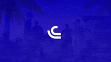 a blue background with a white letter c in the center
