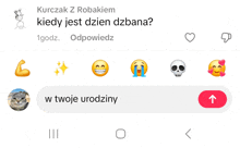a screenshot of a conversation between kurczak and robakiem