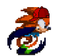 a pixel art of a sonic the hedgehog wearing a red baseball cap