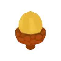 a cartoon illustration of a yellow object on a brown base