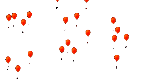 a bunch of red balloons floating in the air on a white background