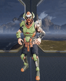 a video game character with horns on his head and a beard