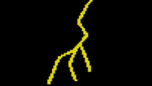 a pixel art drawing of a green dragon with its mouth open .