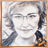 a drawing of a woman with glasses and the name aisha doodle on the bottom