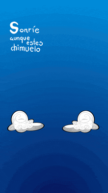 a blue background with a rainbow and the words sonrie aunque estes chimuelo