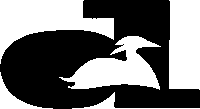 a black and white logo with a bird in the middle of it .