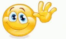 a smiley face is smiling and giving a high five while a hand is reaching out towards it .