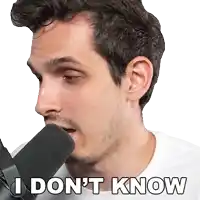 a man is singing into a microphone with the words " i don 't know " written below him