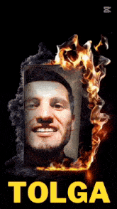 a picture of a man with the name tolga on the bottom right