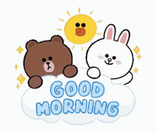 Good Morning Brown Bear And Cony Bunny GIF - Good Morning Brown Bear And Cony Bunny Rise And Shine GIFs