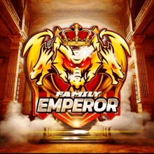 a logo for family emperor shows a dragon with a crown