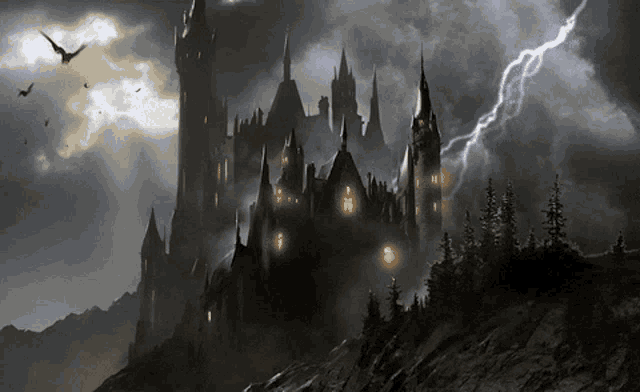 Halloween Spooky Haunted House Bat Animated Gif Castle PNG Images