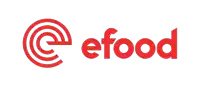 a red and white logo for efood