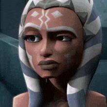 a close up of a cartoon character 's face .
