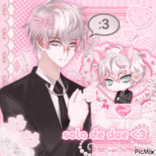 a picture of a boy with a cat ear and the words solo de dae on the bottom