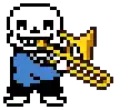 a pixel art drawing of a skeleton playing a saxophone .