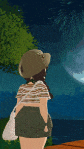 a girl wearing a cowboy hat is standing in a forest
